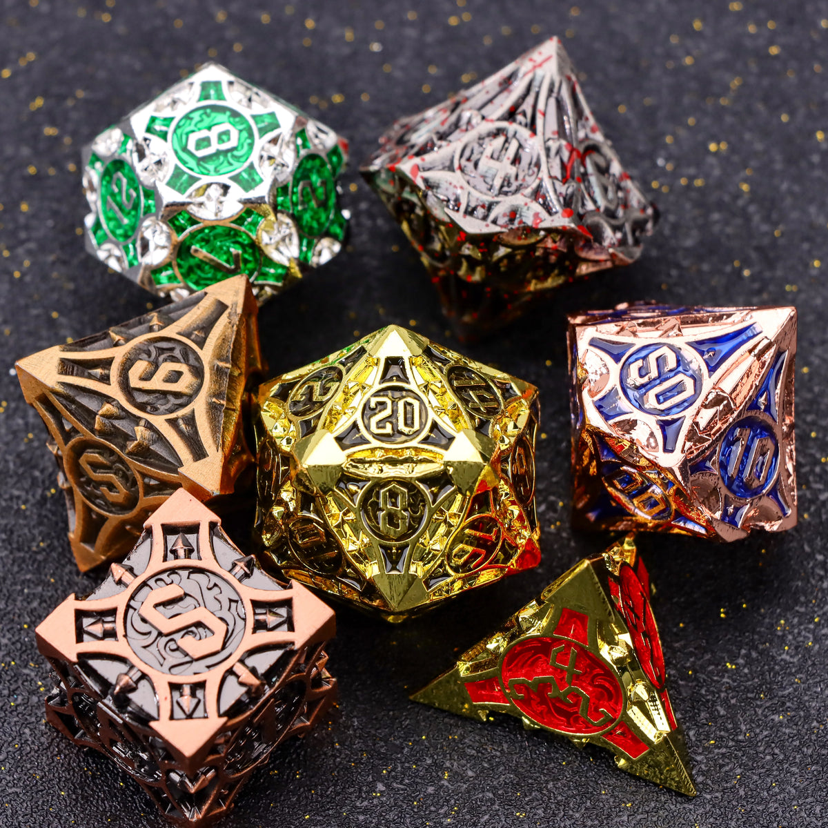 Metal Polyhedral DND Dice Set for Tabletop RPG, Cthulhu & D&D Gaming, Heavy Duty Zinc Alloy Dice with Storage Case