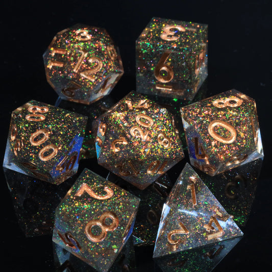 Mini Planet Resin Polyhedral DND Dice Set Mystic Space RPG Dice for Dungeons and Dragons TRPG Tabletop Games