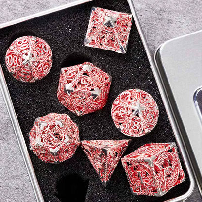 Hollow Metal Polyhedral DND Dice Set, Dragon Theme D20 Tabletop RPG Dice for D&D, Call of Cthulhu, Pathfinder, TRPG Games
