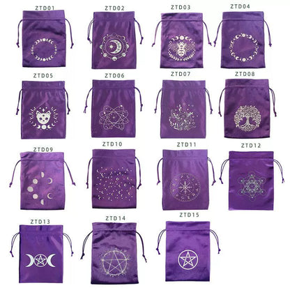 Luxury Velvet Tarot Card Drawstring Bag - Soft Storage Pouch for Oracle Cards, Crystals, Dice and Jewelry (13x18cm)