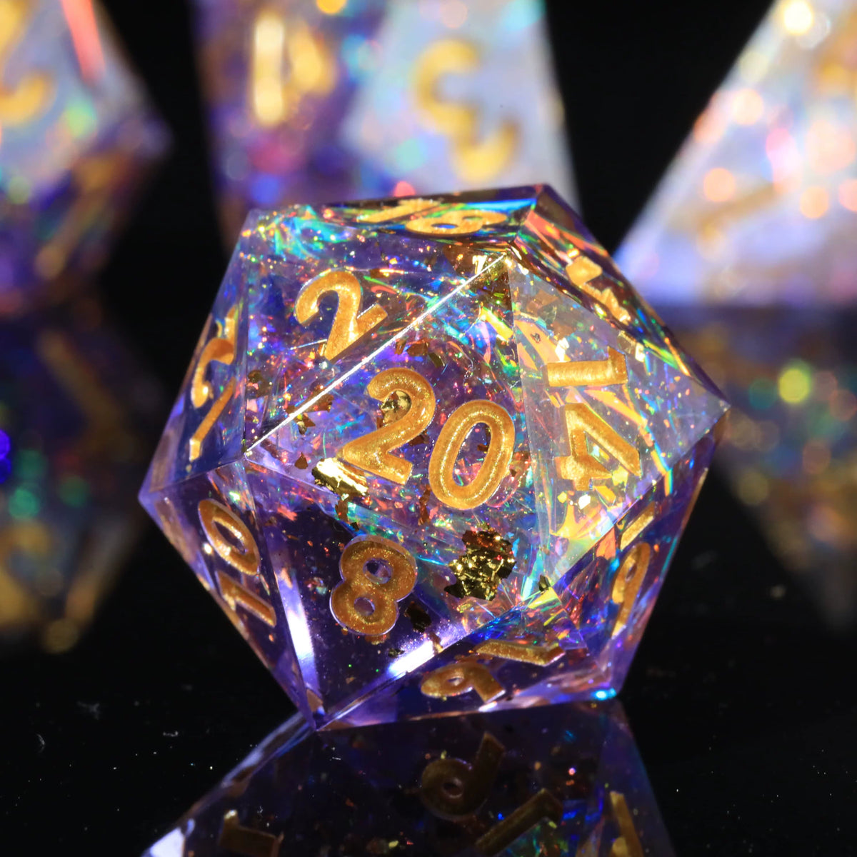 Mini Planet DND Handmade Resin Polyhedral Dice Set - Galaxy Purple Tabletop TRPG Dice