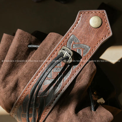 Vintage Drawstring D&D Dice Bag Expandable Dice Rolling Tray Medieval Waist Pouch for RPG Tabletop Gaming