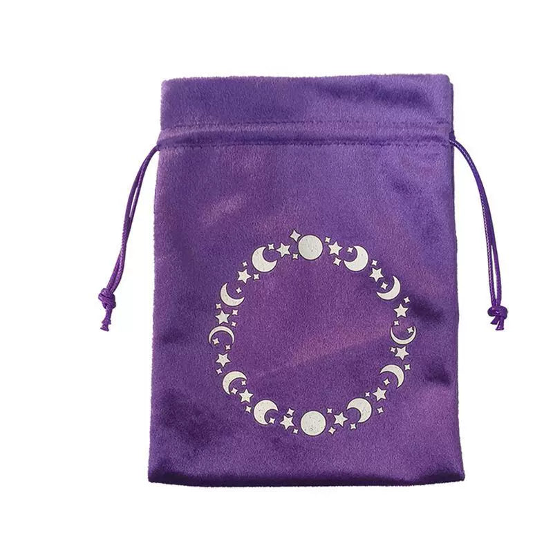 Luxury Velvet Tarot Card Drawstring Bag - Soft Storage Pouch for Oracle Cards, Crystals, Dice and Jewelry (13x18cm)