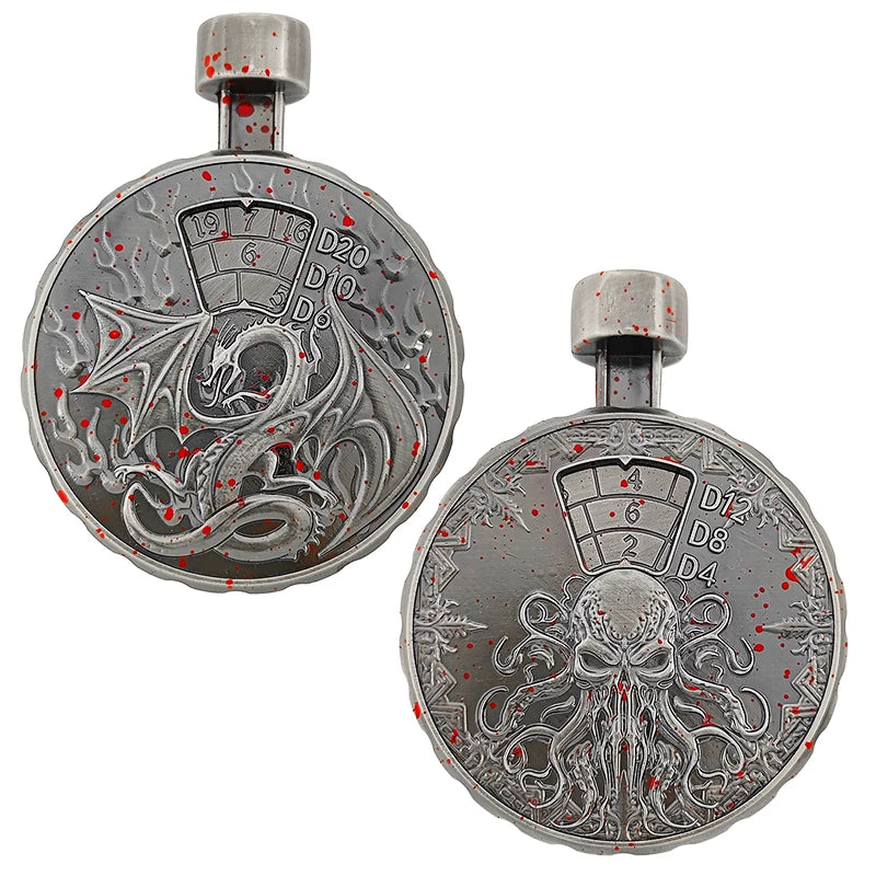7-in-1 Roulette Spinner Metal DND Dice Set, Innovative Push-to-Spin Polyhedral Dice with Gift Box for D&D, RPG, Cthulhu Tabletop Board Games