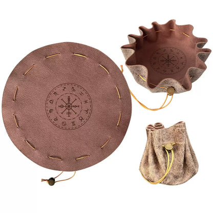 Portable Leather Drawstring Dice Bag & Rolling Tray for D&D Tabletop RPG Board Games
