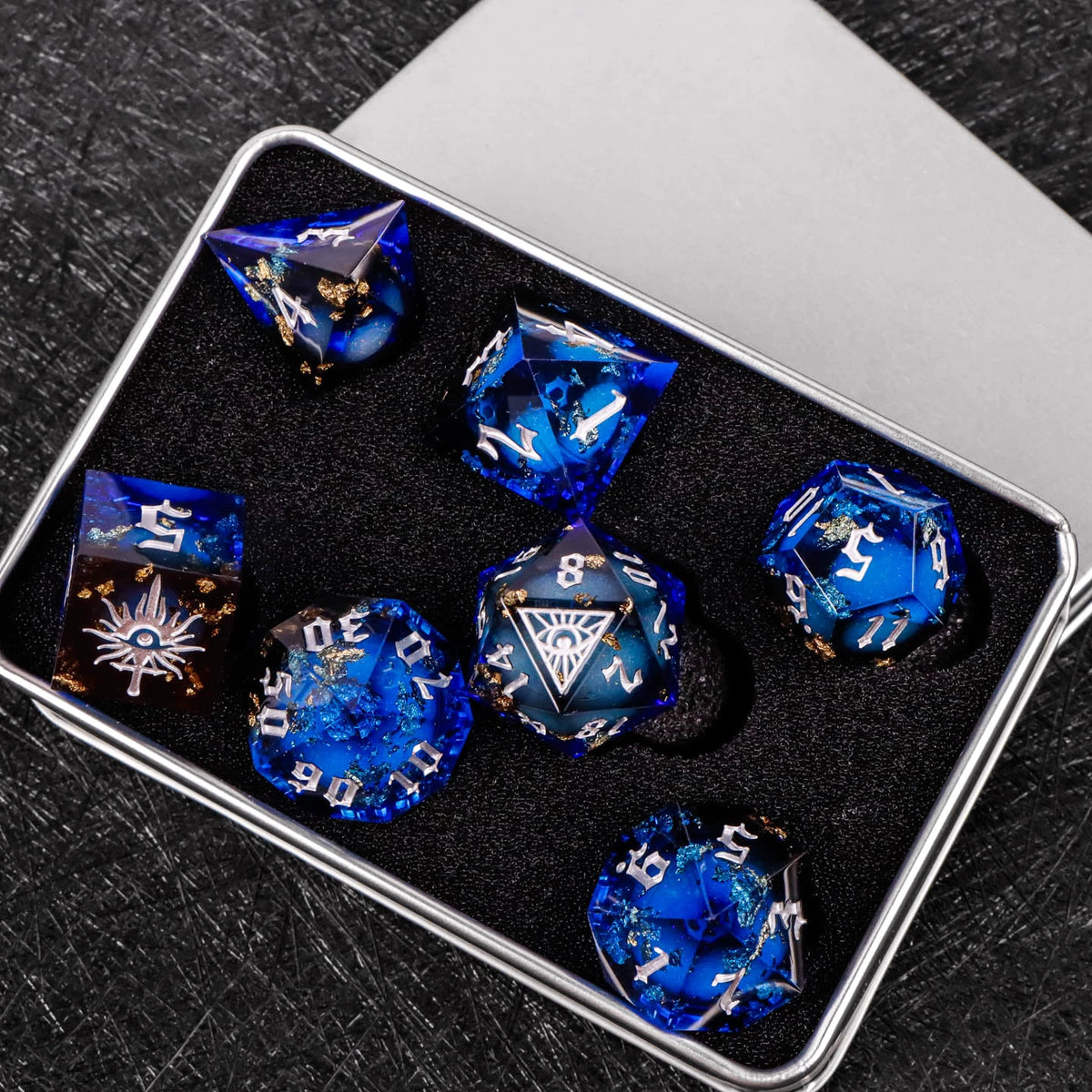 Demon Eye Polyhedral Dice Set for DND & COC Tabletop RPG, Fantasy D20 D6 Gaming Dice with Box