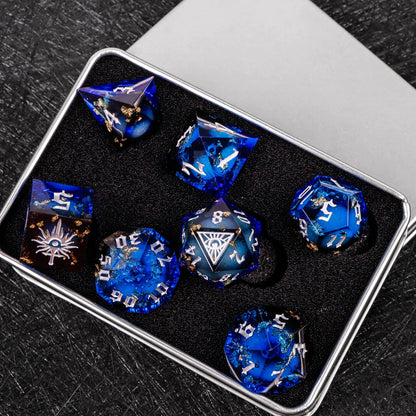 Demon Eye Polyhedral Dice Set for DND & COC Tabletop RPG, Fantasy D20 D6 Gaming Dice with Box