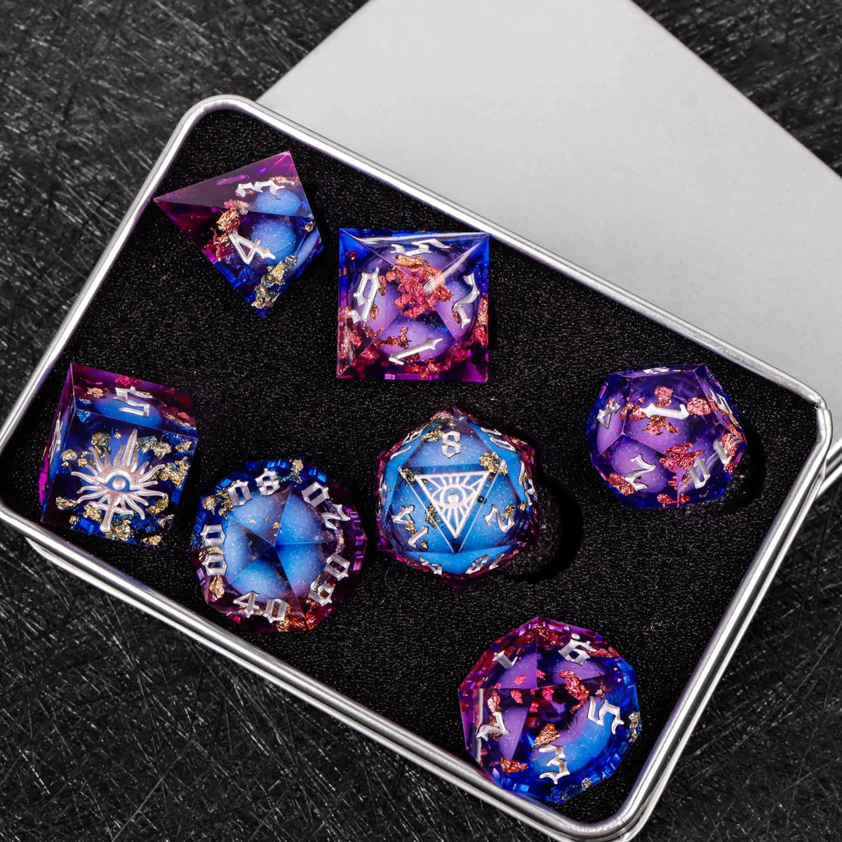 Demon Eye Polyhedral Dice Set for DND & COC Tabletop RPG, Fantasy D20 D6 Gaming Dice with Box