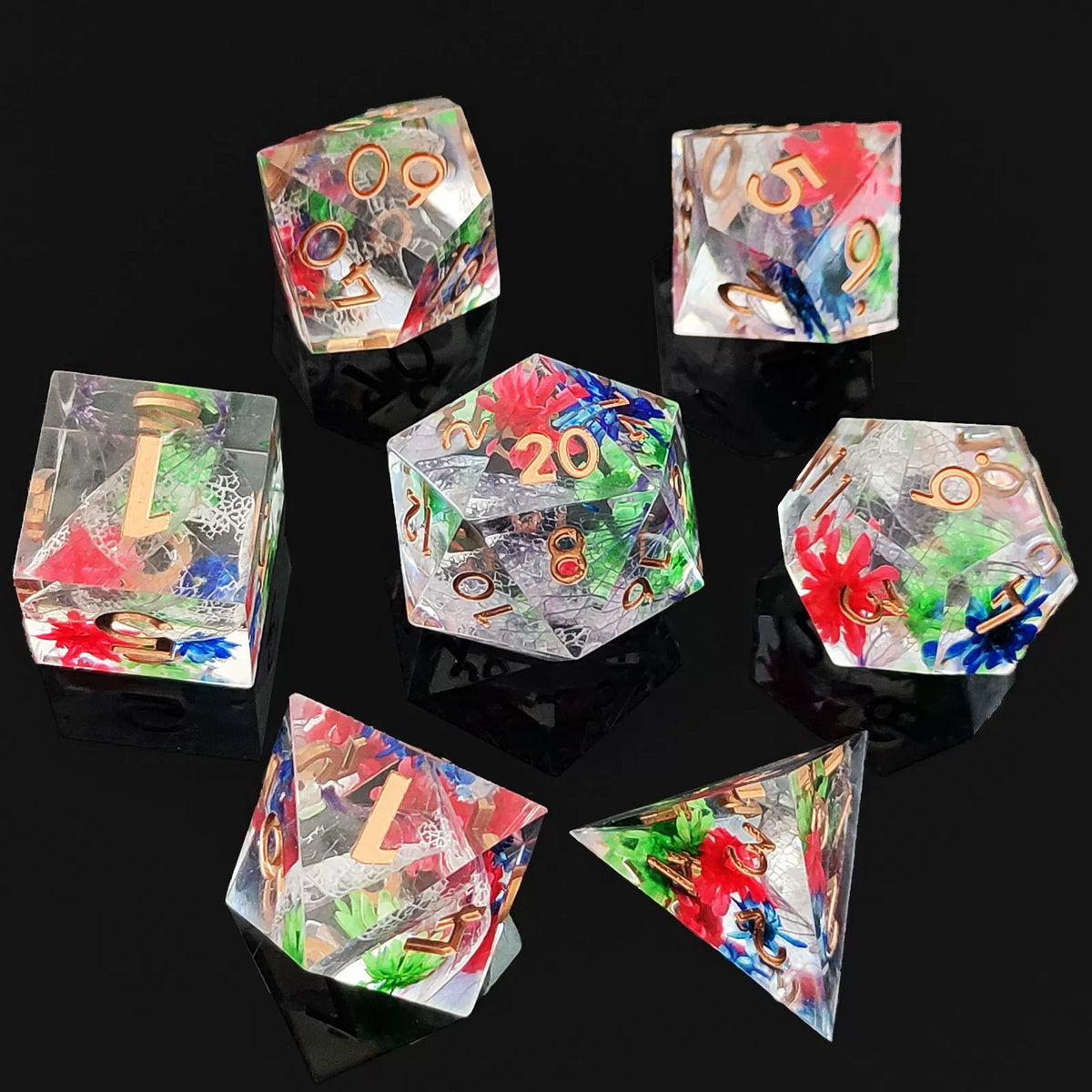 Floating Dragon Eye Polyhedral Dice Set Liquid Core RPG Dice for DND COC Tabletop Games