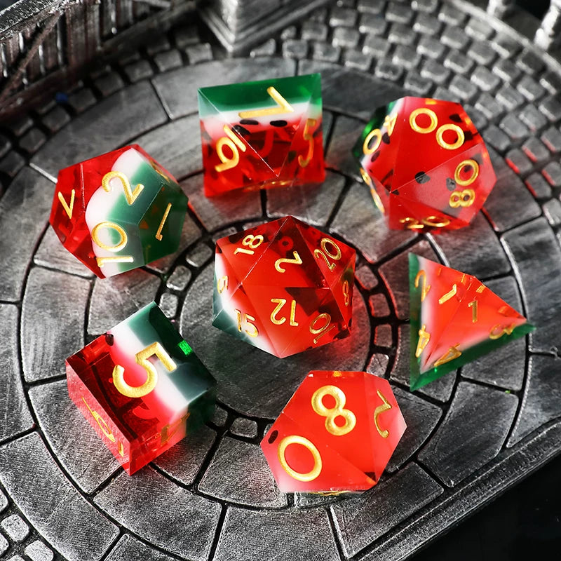 Liquid Core Resin Polyhedral Dice Set, 7-Piece DND D20 Moving Quicksand Dice for Tabletop RPG
