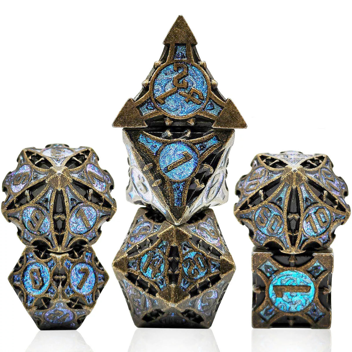 Solid Metal Sharp Edge RPG Dice Set Dragon Scale Polyhedral Gaming Dice for DND COC Warhammer Tabletop Games Collectible Gift