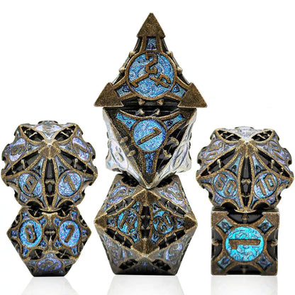 Solid Metal Sharp Edge RPG Dice Set Dragon Scale Polyhedral Gaming Dice for DND COC Warhammer Tabletop Games Collectible Gift