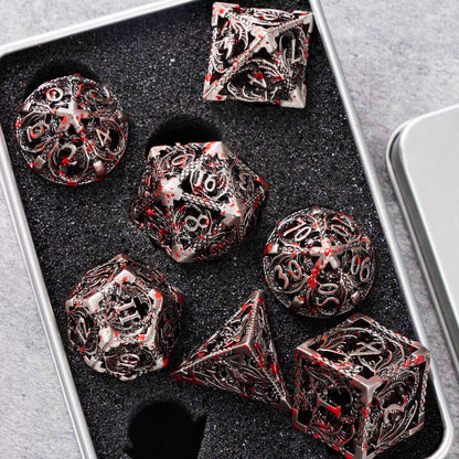 Hollow Metal Polyhedral DND Dice Set, Dragon Theme D20 Tabletop RPG Dice for D&D, Call of Cthulhu, Pathfinder, TRPG Games