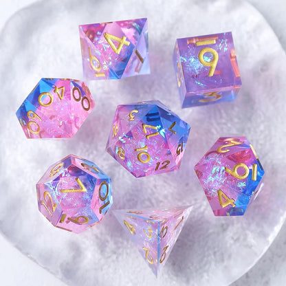Liquid Core Resin Polyhedral Dice Set, 7-Piece DND D20 Moving Quicksand Dice for Tabletop RPG