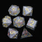 LuxeRoll Handmade Resin DND Dice Set with Gift Box - 7-Piece Sharp Edge Polyhedral RPG Tabletop Gaming Dice