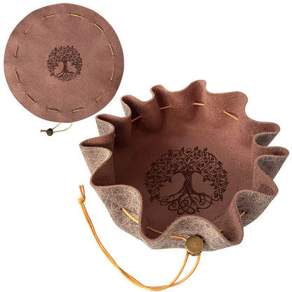 2-in-1 Foldable Leather Dice Bag and Rolling Tray, Portable Drawstring Dice Pouch for DND, RPG, and Tabletop Board Games