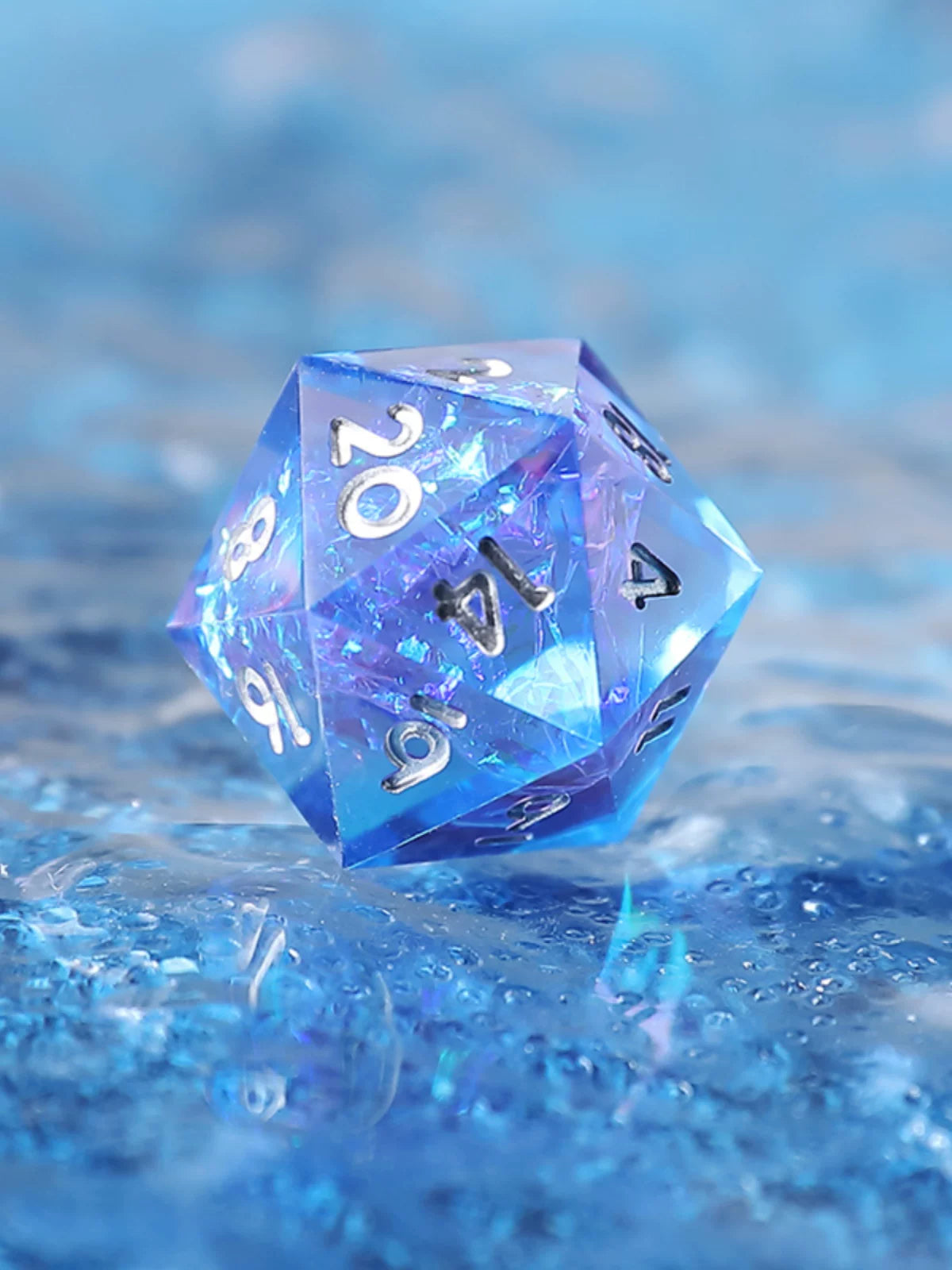 Liquid Core Resin Polyhedral Dice Set, 7-Piece DND D20 Moving Quicksand Dice for Tabletop RPG