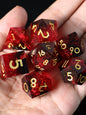 Liquid Core Sharp Edge Resin Dice Set, Floating Dragon Eye Polyhedral D&D TTRPG Tabletop Dice with Metal Box & Velvet Pouch