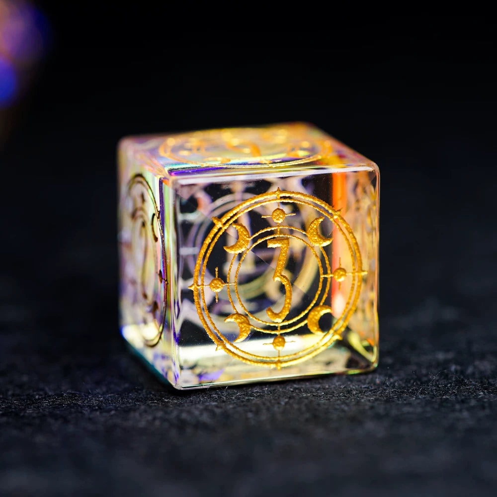 Iridescent Crystal Polyhedral Dice Set, Gemstone RPG Tabletop Gaming Dice for D&D, Call of Cthulhu, MTG, D20 D12 D10 D8 D6 D4