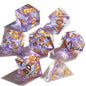 Mini Planet DND Handmade Resin Polyhedral Dice Set - Galaxy Purple Tabletop TRPG Dice