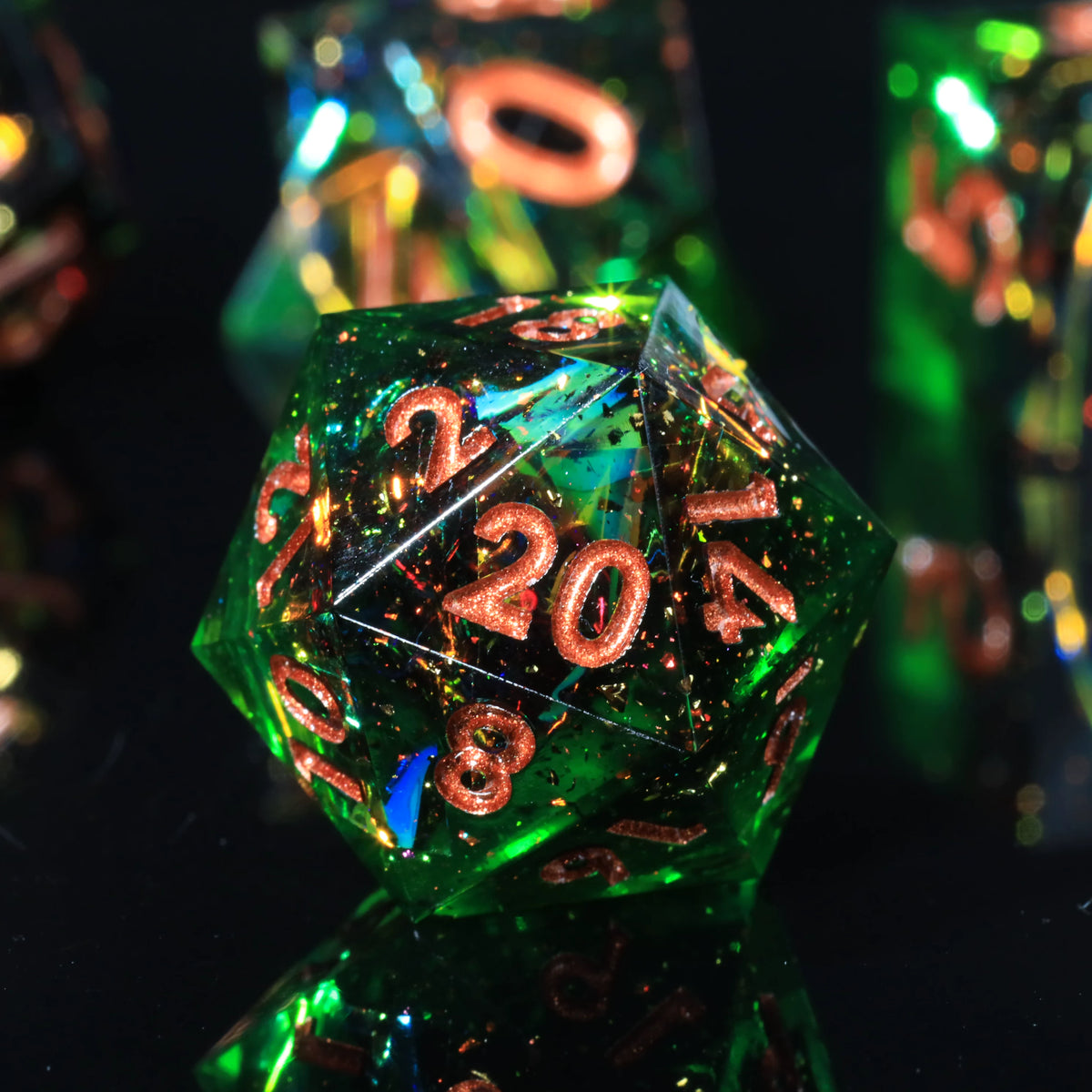 Mini Planet DND Resin Polyhedral Dice Set Sharp Edge D&D TRPG Tabletop Dice Word of Death