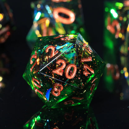 Mini Planet DND Resin Polyhedral Dice Set Sharp Edge D&D TRPG Tabletop Dice Word of Death