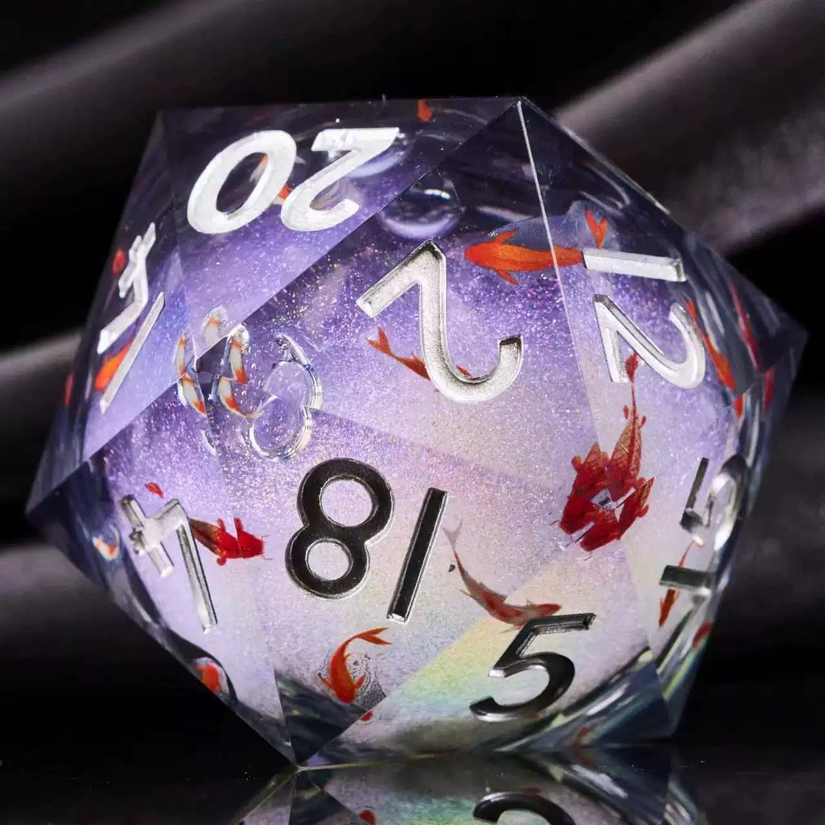 Liquid Core Starry Quicksand DND Polyhedral Dice Set, D20 RPG Tabletop Gaming Dice with Metal Tin and Velvet Pouch