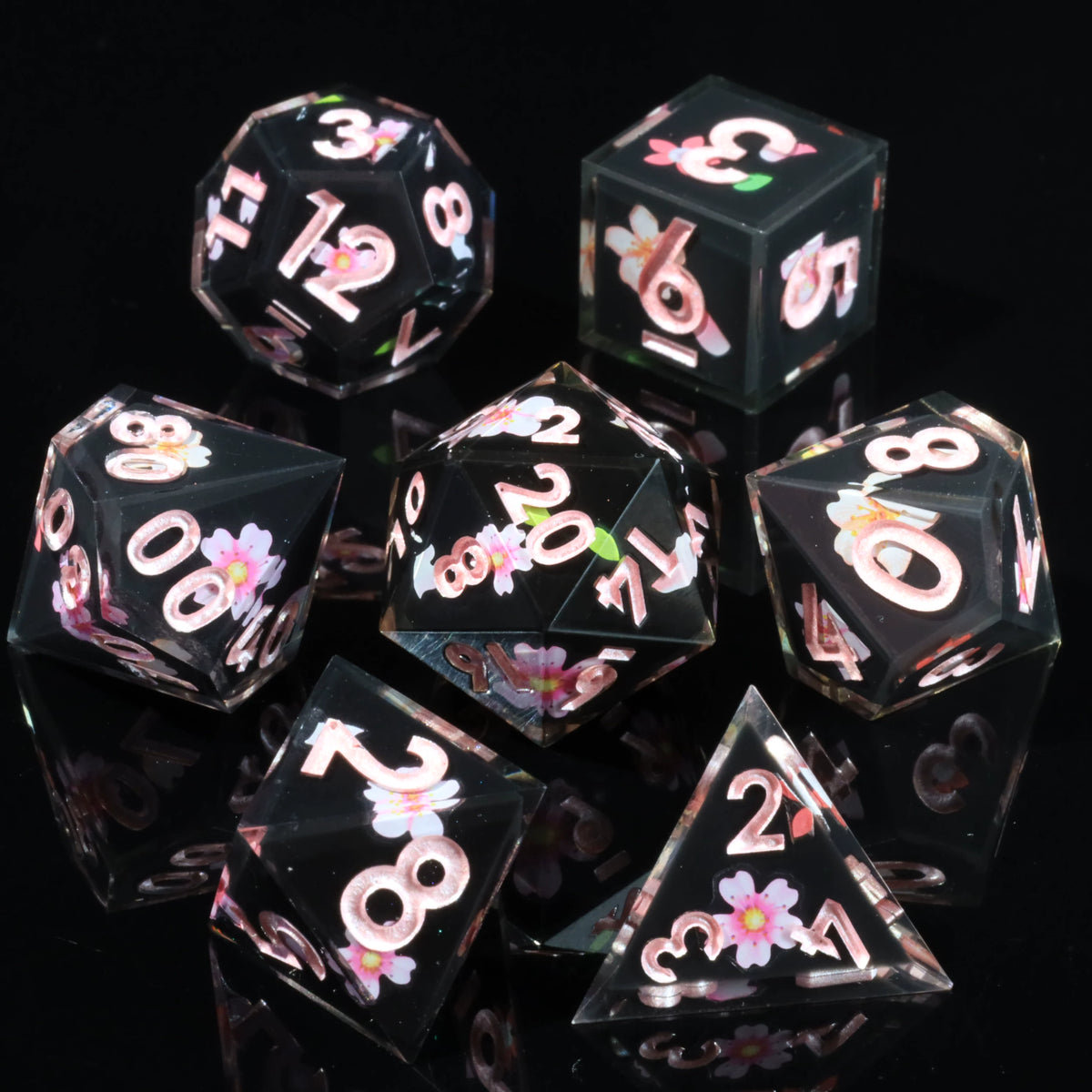 LuxeRoll Handmade Resin DND Dice Set with Gift Box - 7-Piece Sharp Edge Polyhedral RPG Tabletop Gaming Dice