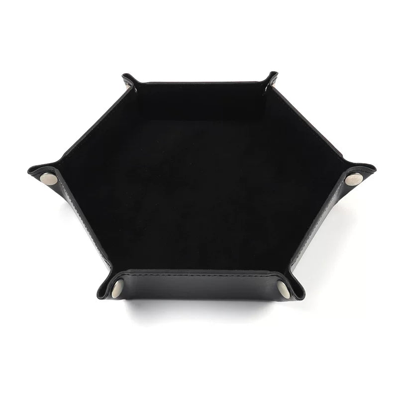 Hexagonal Velvet Dice Tray Collapsible Rolling Holder for DND RPG Tabletop Board Gaming and Storage