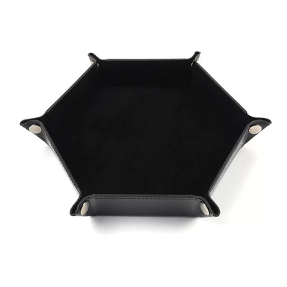 Hexagonal Velvet Dice Tray Collapsible Rolling Holder for DND RPG Tabletop Board Gaming and Storage