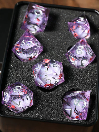 Liquid Core Resin Polyhedral Dice Set, 7-Piece DND D20 Moving Quicksand Dice for Tabletop RPG
