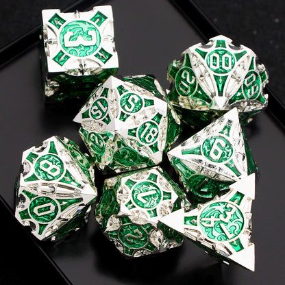 Metal Polyhedral DND Dice Set for Tabletop RPG, Cthulhu & D&D Gaming, Heavy Duty Zinc Alloy Dice with Storage Case
