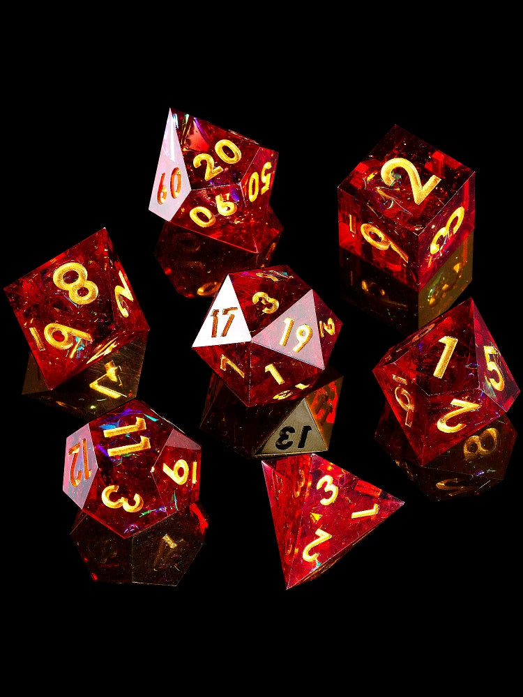 Mini Planet Handmade Resin DND Dice Set, 7-Piece Polyhedral RPG Dice with Gift Box for Dungeons and Dragons Tabletop Gaming