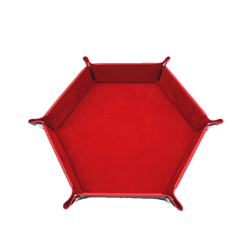 Hexagonal Velvet Dice Tray Collapsible Rolling Holder for DND RPG Tabletop Board Gaming and Storage