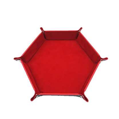 Hexagonal Velvet Dice Tray Collapsible Rolling Holder for DND RPG Tabletop Board Gaming and Storage