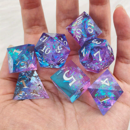 Floating Dragon Eye Polyhedral Dice Set Liquid Core RPG Dice for DND COC Tabletop Games