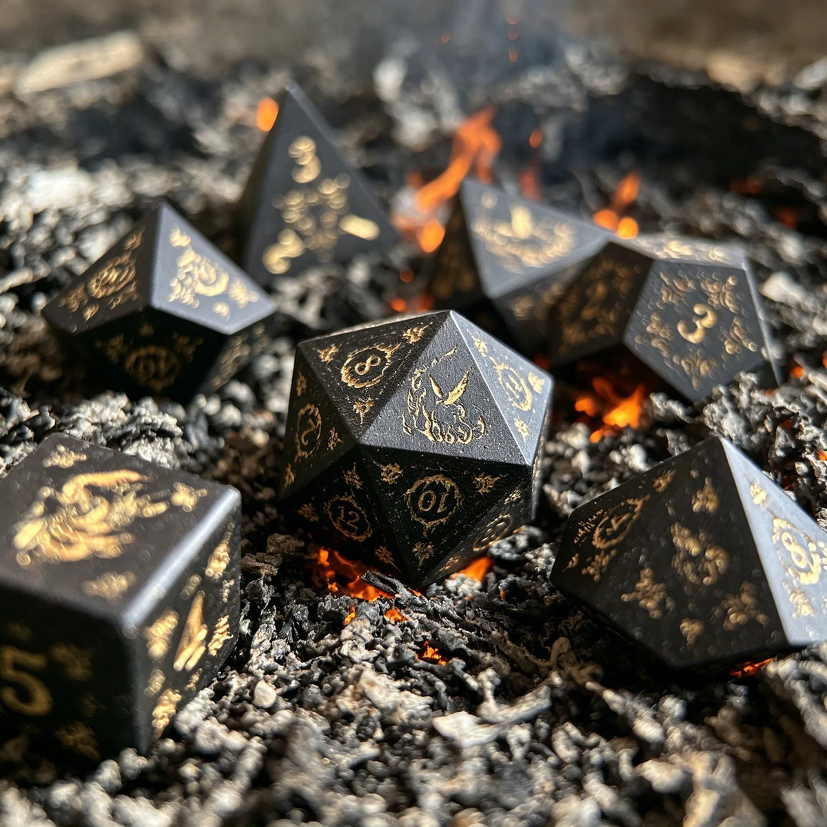 Natural Rosewood Polyhedral DND Dice Set, 7-Piece Wooden RPG Gaming Dice for Dungeons and Dragons, COC, Tabletop Fantasy Games