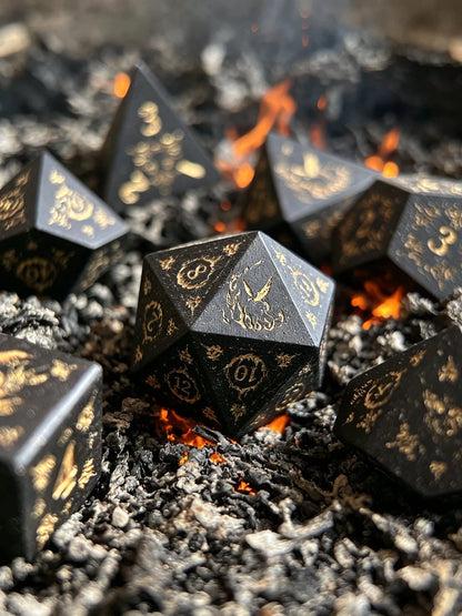 Natural Rosewood Polyhedral DND Dice Set, 7-Piece Wooden RPG Gaming Dice for Dungeons and Dragons, COC, Tabletop Fantasy Games