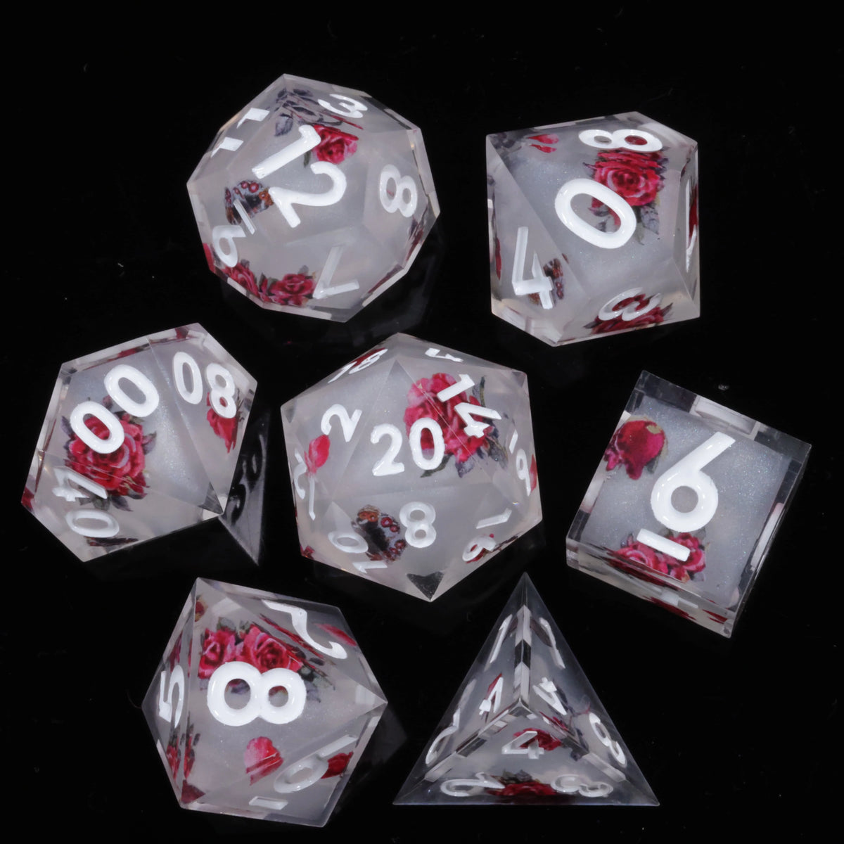 LuxeRoll Handmade Resin DND Dice Set with Gift Box - 7-Piece Sharp Edge Polyhedral RPG Tabletop Gaming Dice