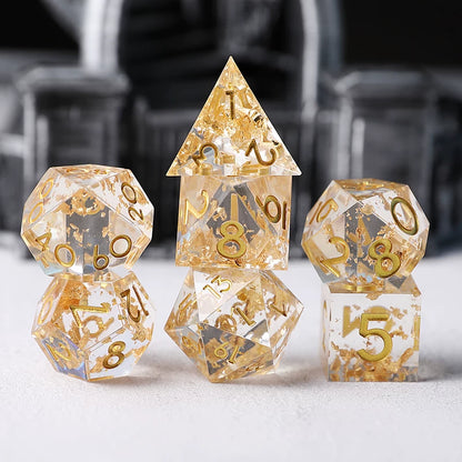 Liquid Core Resin Polyhedral Dice Set, 7-Piece DND D20 Moving Quicksand Dice for Tabletop RPG