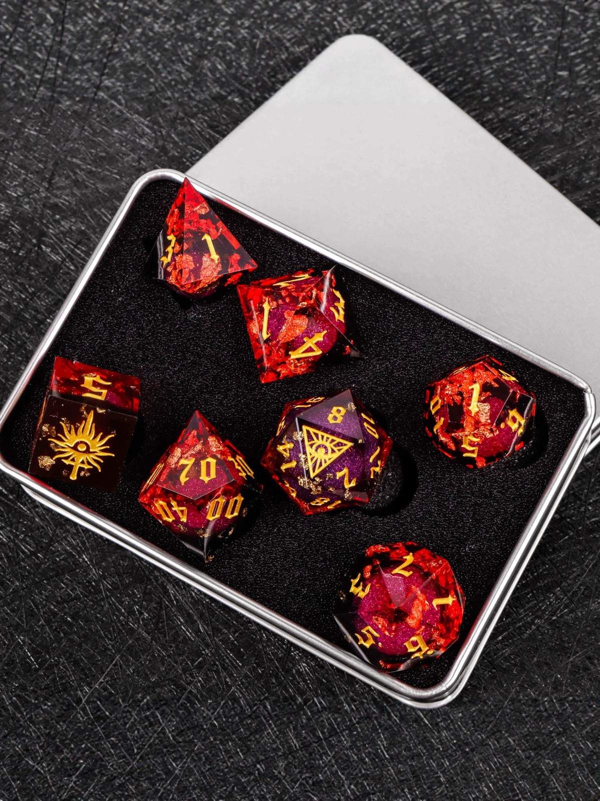 Demon Eye Polyhedral Dice Set for DND & COC Tabletop RPG, Fantasy D20 D6 Gaming Dice with Box