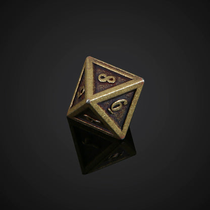 Antique Bronze Metal Polyhedral Dice Set for D&D DND Tabletop RPG Role-Playing Gaming