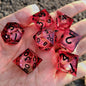 Liquid Core Sharp Edge Resin Dice Set, Floating Dragon Eye Polyhedral D&D TTRPG Tabletop Dice with Metal Box & Velvet Pouch