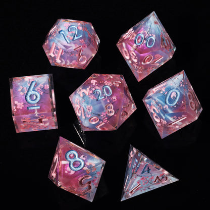 LuxeRoll Handmade Resin DND Dice Set with Gift Box - 7-Piece Sharp Edge Polyhedral RPG Tabletop Gaming Dice