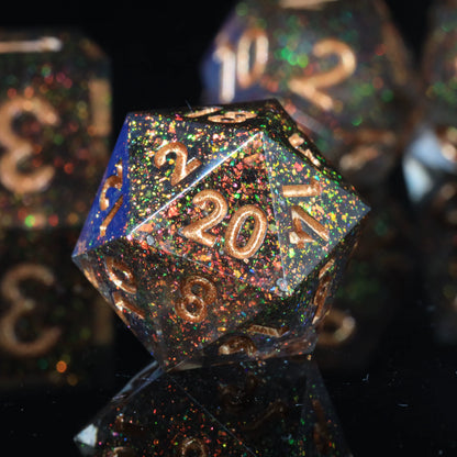 Mini Planet Resin Polyhedral DND Dice Set Mystic Space RPG Dice for Dungeons and Dragons TRPG Tabletop Games