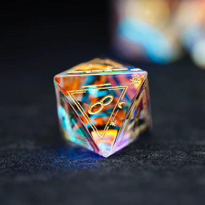 Iridescent Crystal Polyhedral Dice Set, Gemstone RPG Tabletop Gaming Dice for D&D, Call of Cthulhu, MTG, D20 D12 D10 D8 D6 D4