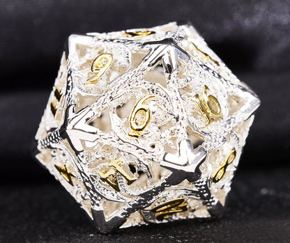 Hollow Metal Polyhedral DND Dice Set, Dragon Theme D20 Tabletop RPG Dice for D&D, Call of Cthulhu, Pathfinder, TRPG Games