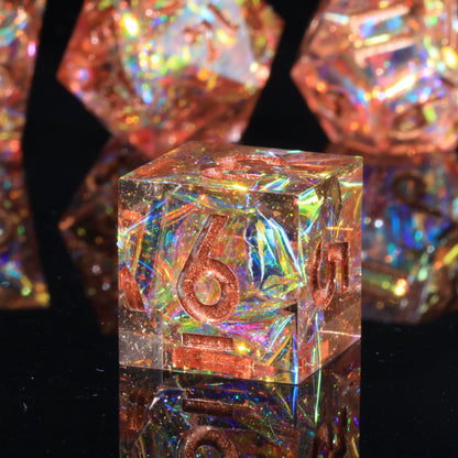 Mini Planet DND Handmade Resin Dice Galaxy Pink Sharp Edge Polyhedral Dice Set for TRPG Dungeons & Dragons Tabletop Gaming