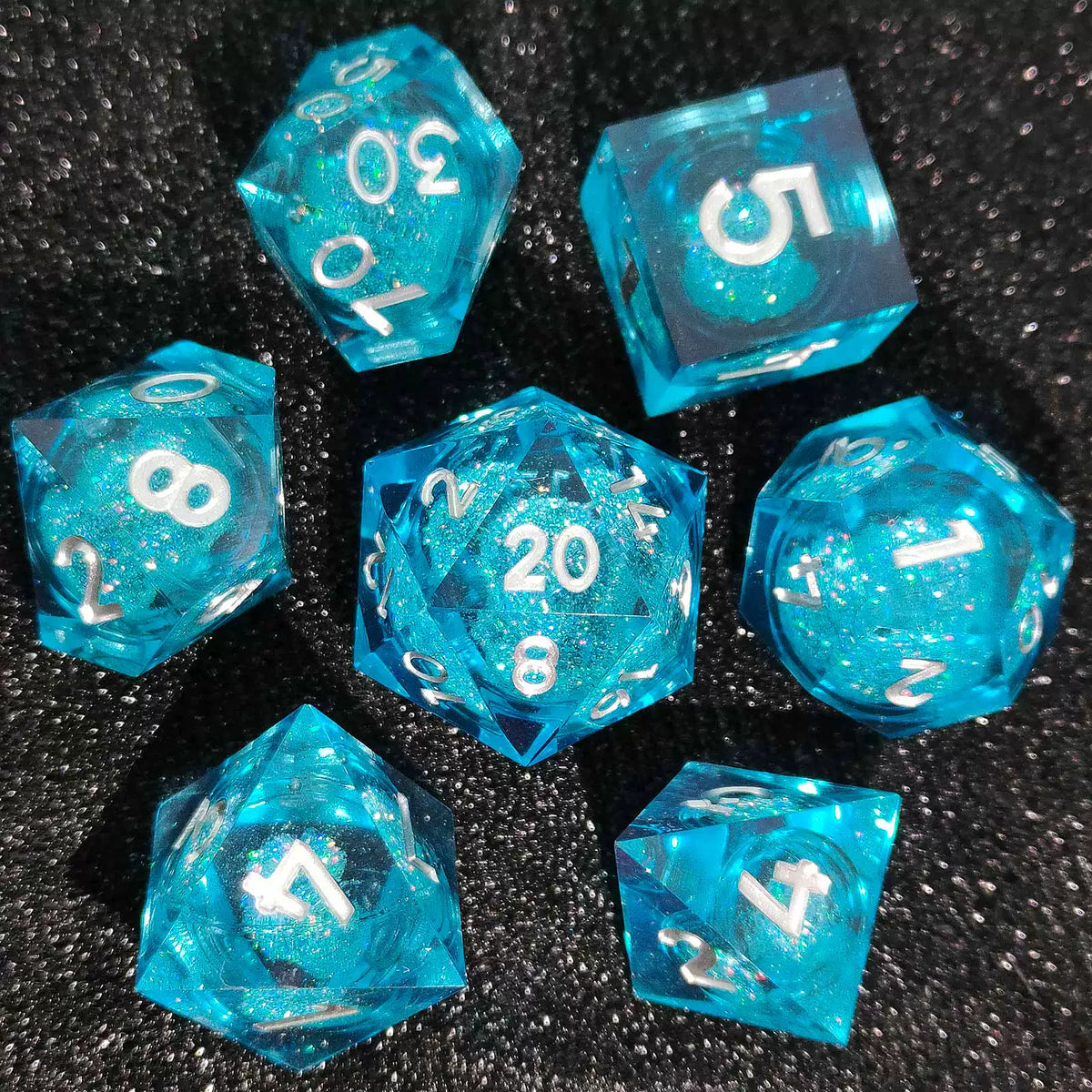 Floating Dragon Eye Polyhedral Dice Set Liquid Core RPG Dice for DND COC Tabletop Games