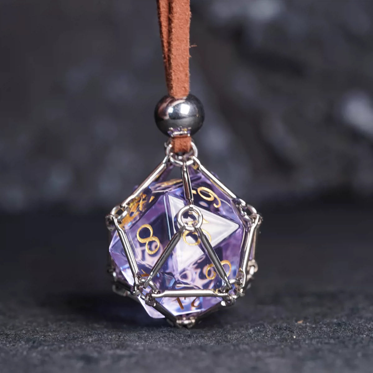 DND Dice Cage Necklace Pendant Interchangeable Dice Holder Net Charm for Tabletop RPG Gamers